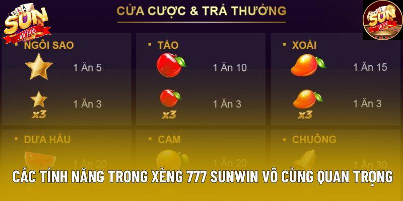 Các tính năng trong Xèng 777 Sunwin vô cùng quan trọng